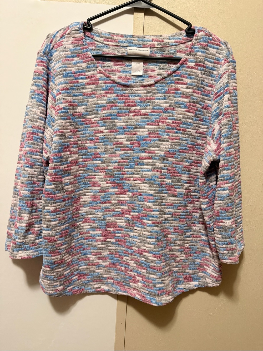 Alfred Dunner Multicolor Knit Sweater Top - Pink, Blue, Gray, White